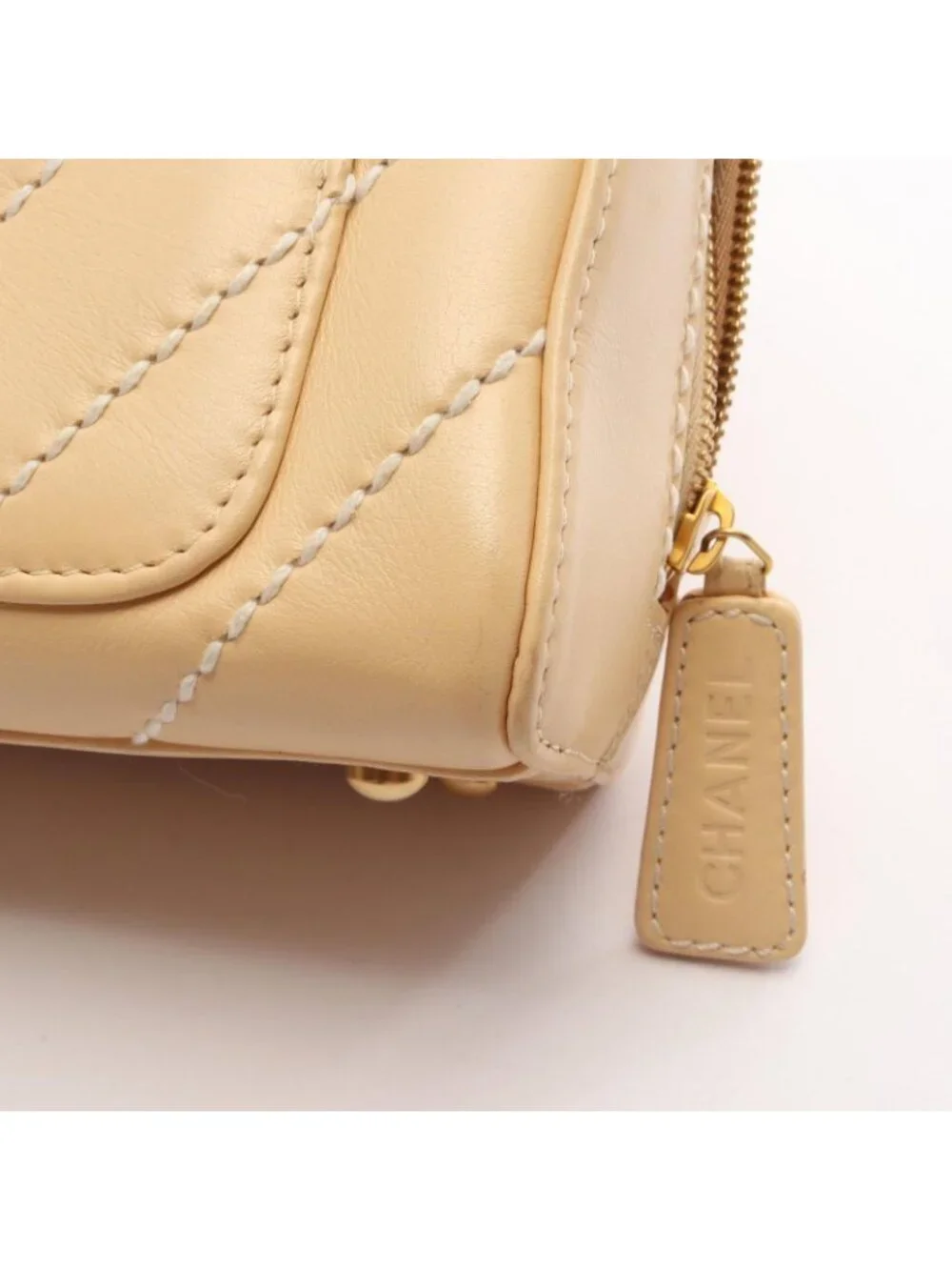 Chanel Handbag Wild Stitch Chez Blanc Yellow Beige Leather Handle
